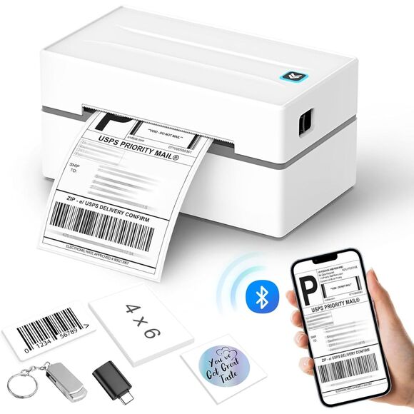 Bluetooth Thermal Shipping Label Printer, Wireless 4x6 Shipping Label